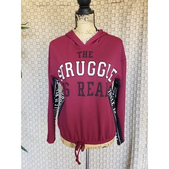 Women's Lightweight Hoodie The Struggle is Real Cozy Pullover Small NWOT - Picture 2 of 8